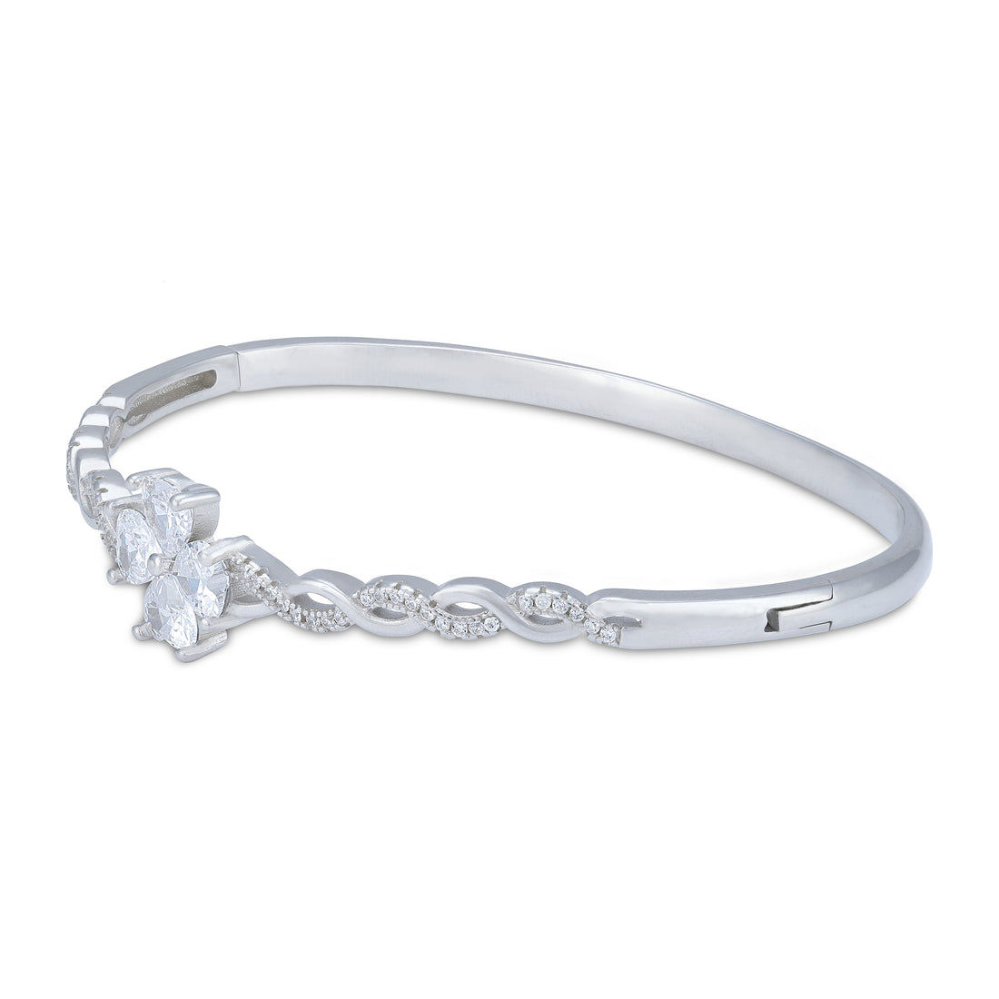 925 Sterling Silver Elegant Infinity Motif with Square-Cut Stone Kada for Women
