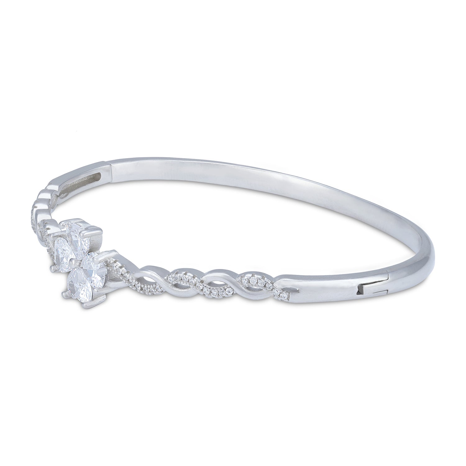925 Sterling Silver Elegant Infinity Motif with Square-Cut Stone Kada for Women