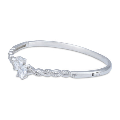 925 Sterling Silver Elegant Infinity Motif with Square-Cut Stone Kada for Women