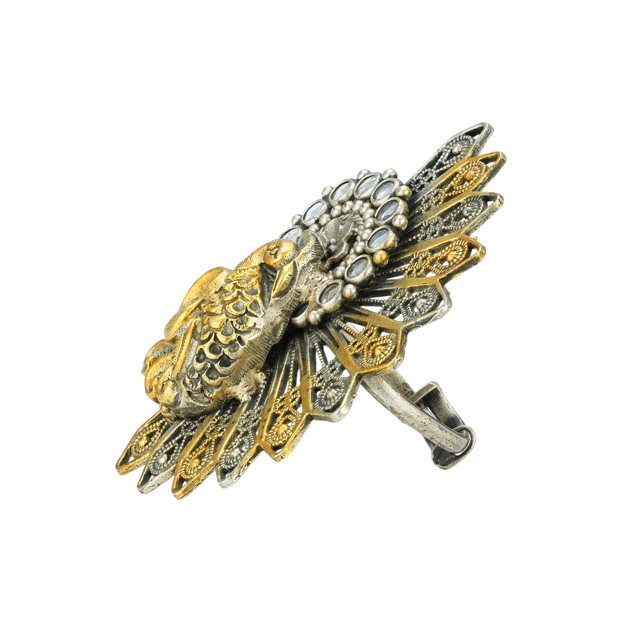 925 Sterling Silver Elegant Peacock Feather Rings  for women