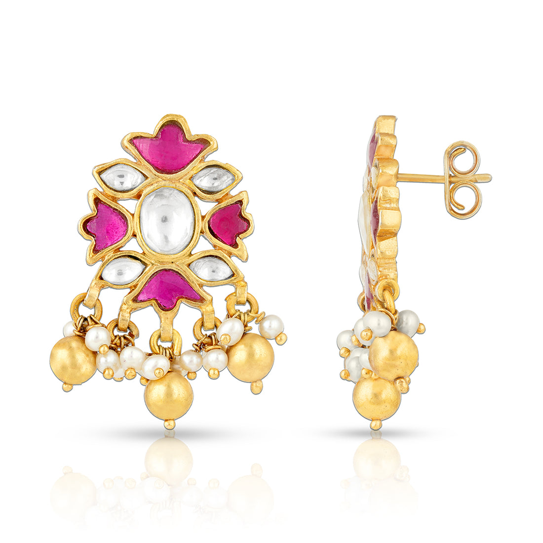 925 Sterling Silver Elegant Ruby Pearl Drop Earrings for Women