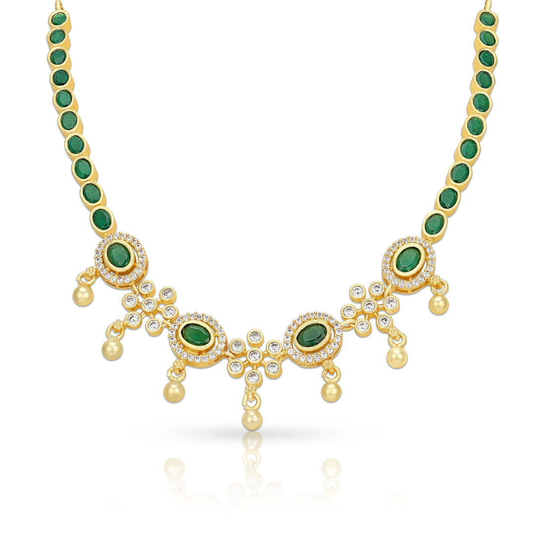 925 Sterling Silver Emerald Regal Festive Necklace for Women