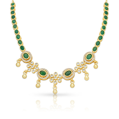 925 Sterling Silver Emerald Regal Festive Necklace for Women