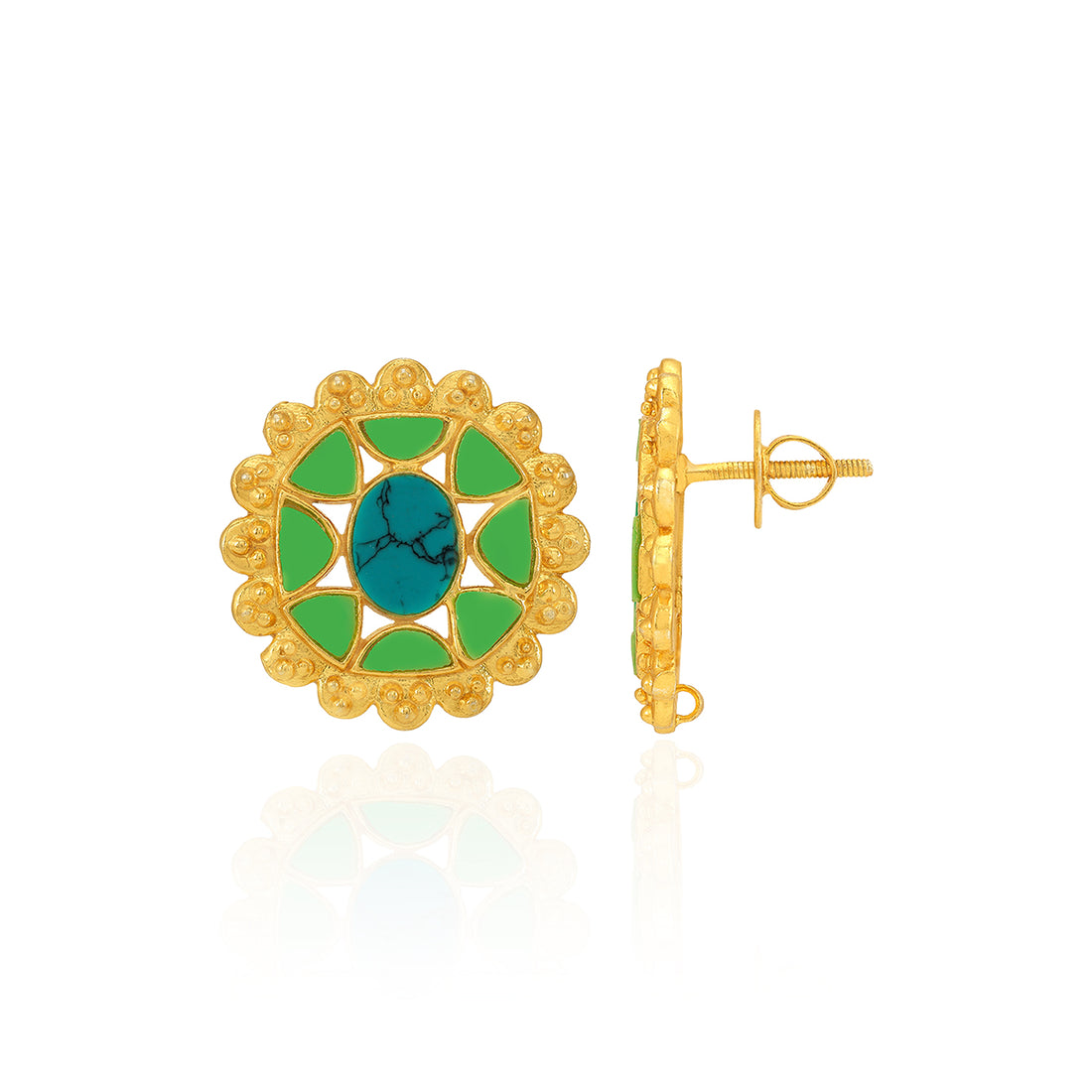 925 Sterling Silver Enchanted Green Sun Earrings for Women