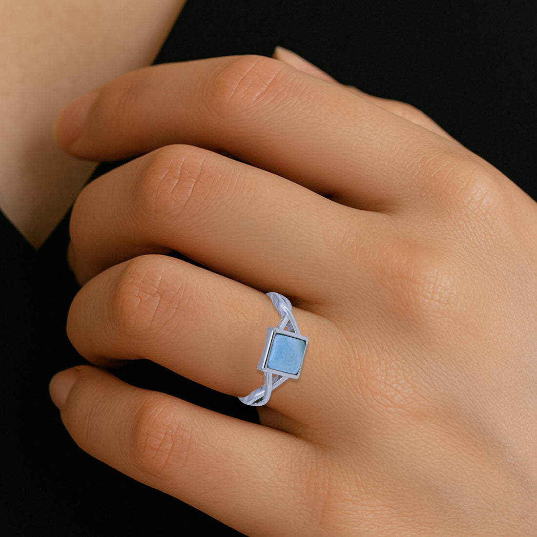 925 Sterling Silver Entangled Tetragon Rings For Women