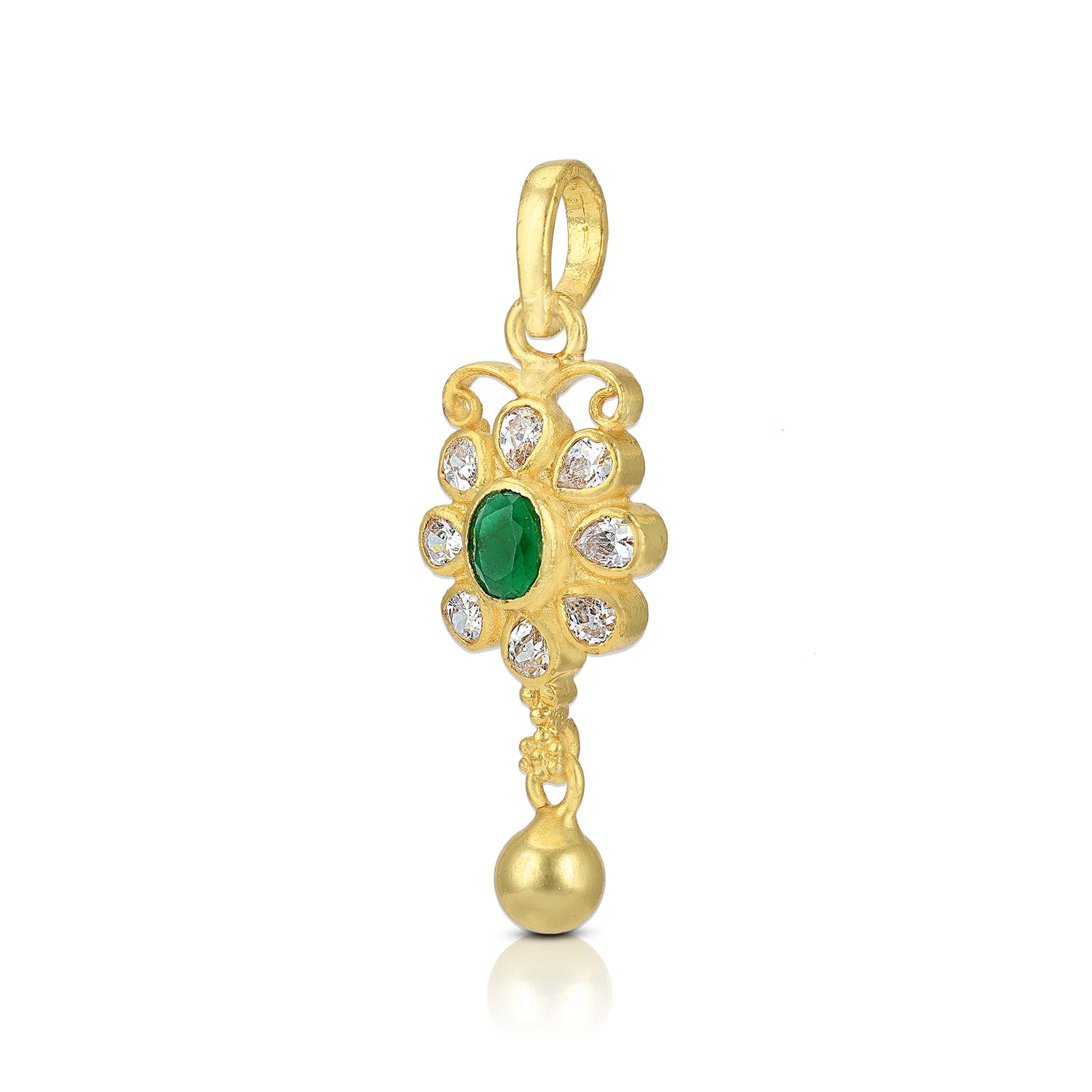 925 Sterling Silver Ethereal Flourishing Emerald Centre Pendant For Women