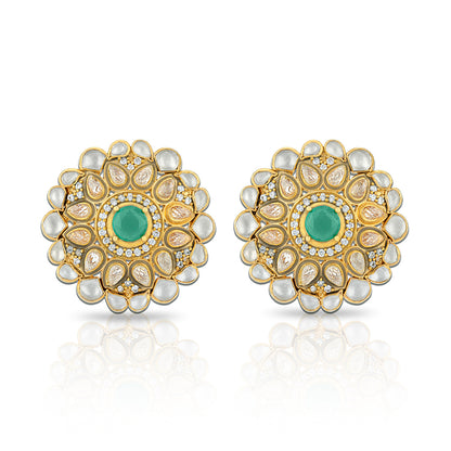 925 Sterling Silver Floral Green Pearl Earrings for Women