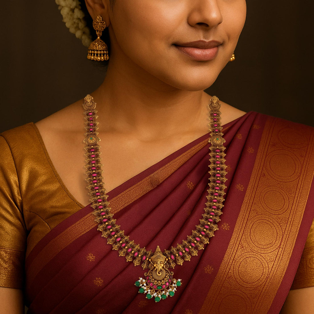 925 Sterling Silver Ganesh Statement Necklace for Women