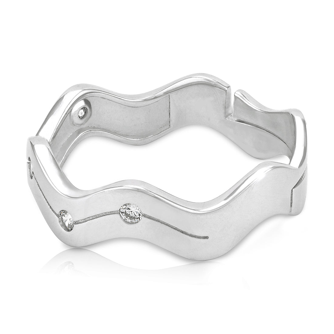 925 Sterling Silver Gentle Wave Pattern Band Ring for Men