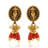 925 Sterling Silver Gold Plated Antique Ganesha Top Traditional Red Dangles Earrings for Women