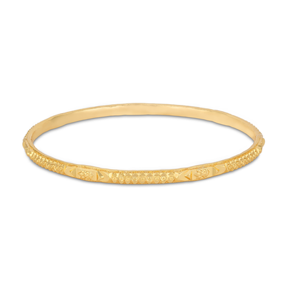 925 Sterling Silver Gold Plated Carved Lotus Heritage Bangle for Women