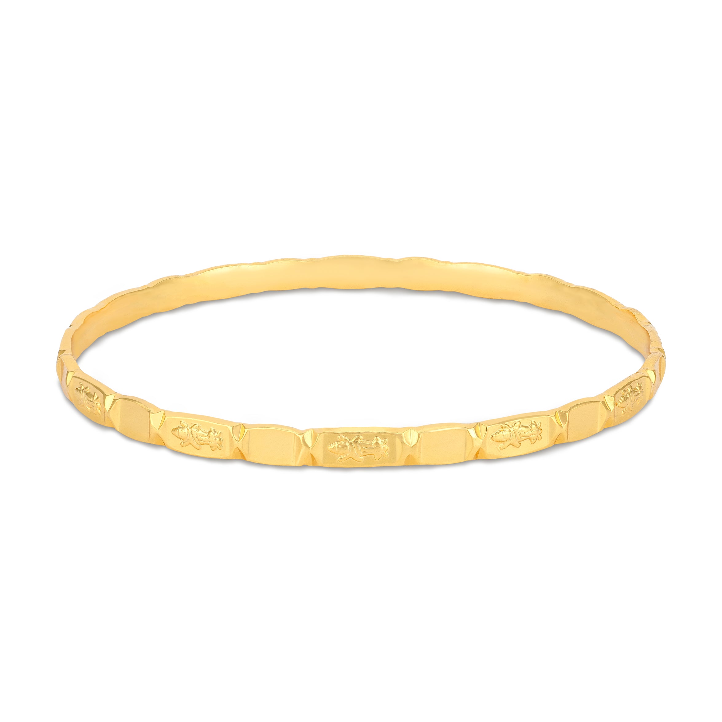 925 Sterling Silver Gold Plated Eternal Motif Carved Bangle for Women