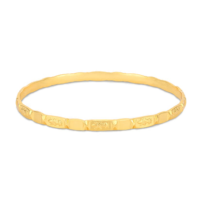 925 Sterling Silver Gold Plated Eternal Motif Carved Bangle for Women
