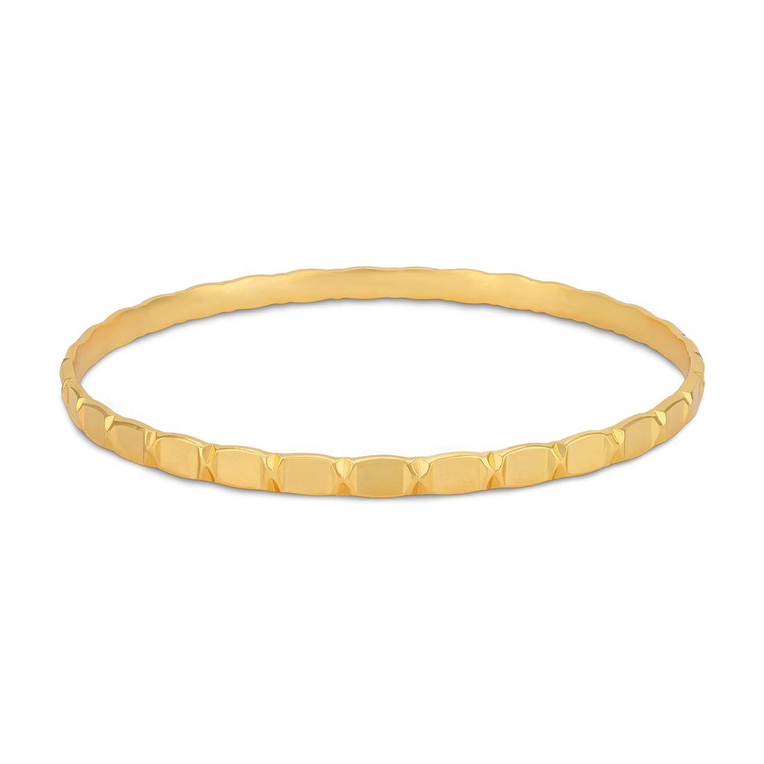 925 Sterling Silver Gold Plated Geometric Faceted Rectangular Link Bangle for Women
