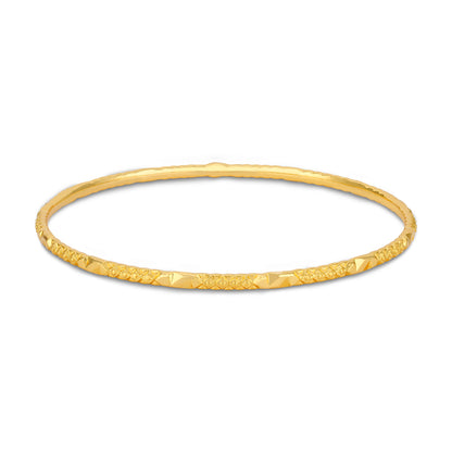 925 Sterling Silver Gold Plated Geometric Faceted Sparkle Bangle For Women
