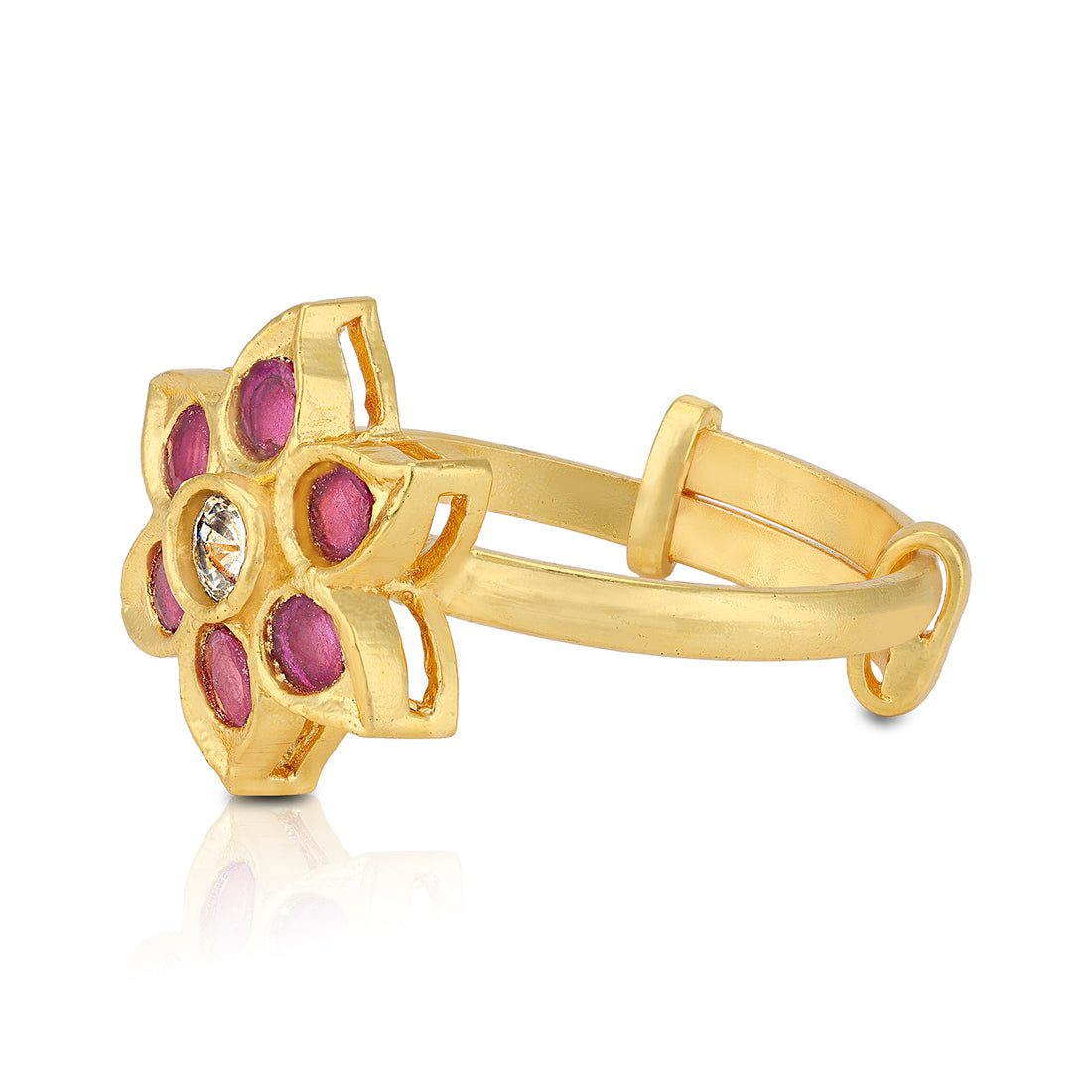 925 Sterling Silver Gold Plated Kemp Bracts CZ Centred Ring For Women