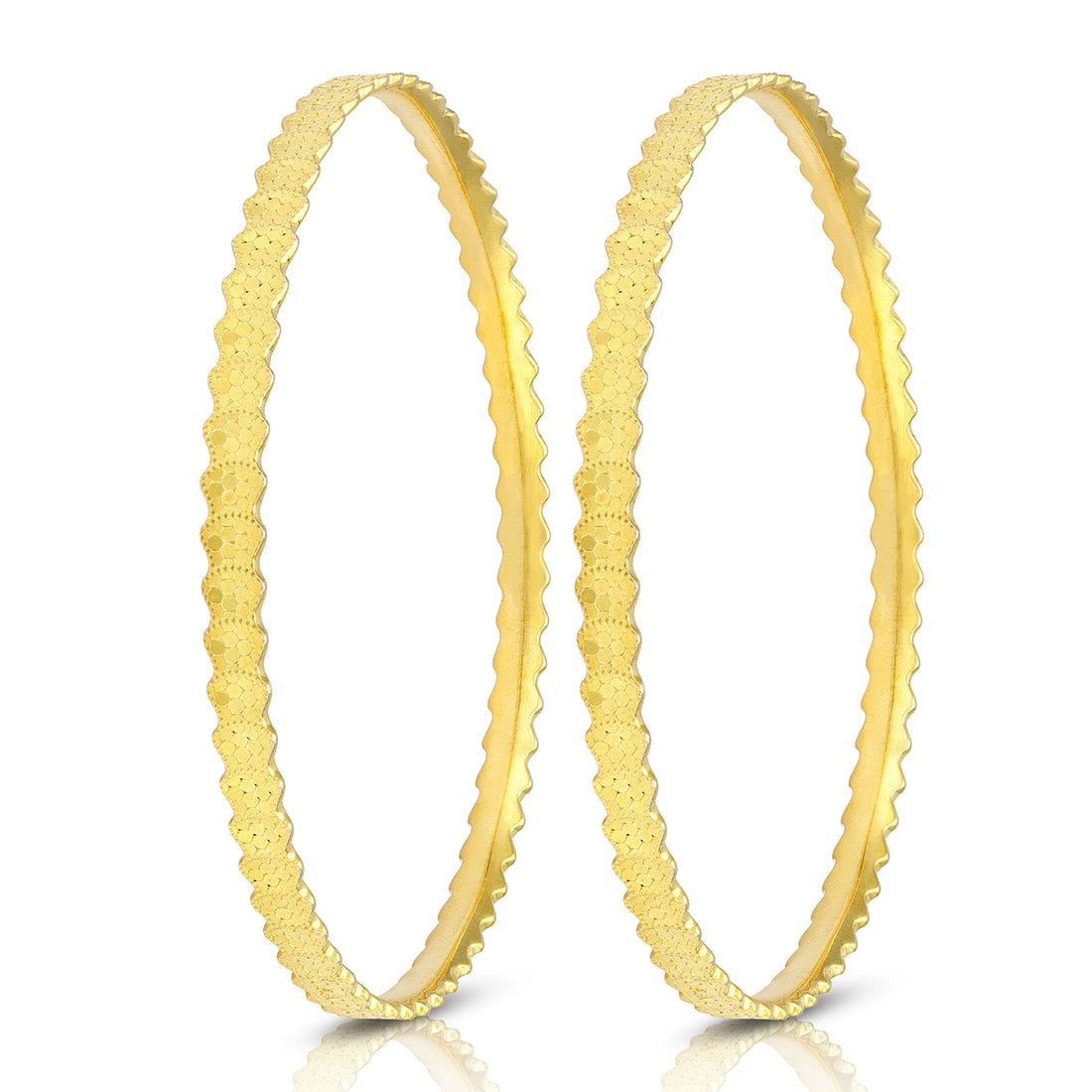925 Sterling Silver Gold Plated Matte Finish Geometric-Pattern Bangle for Women