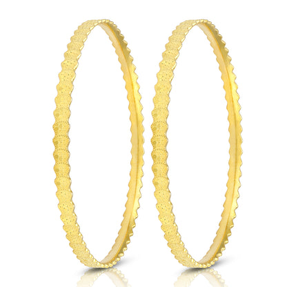 925 Sterling Silver Gold Plated Matte Finish Geometric-Pattern Bangle for Women