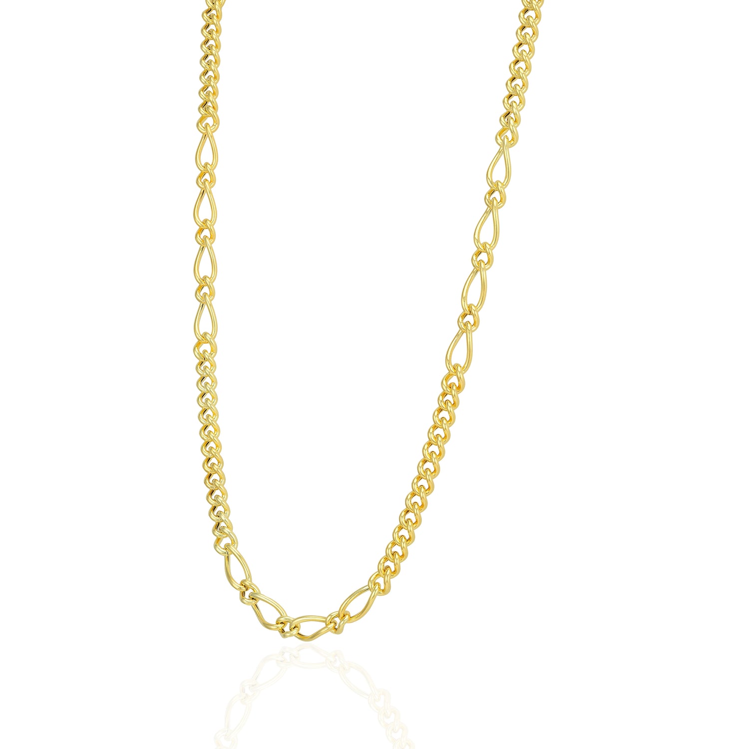 925 Sterling Silver Gold Plated Orbit Twist Link Chain for Men