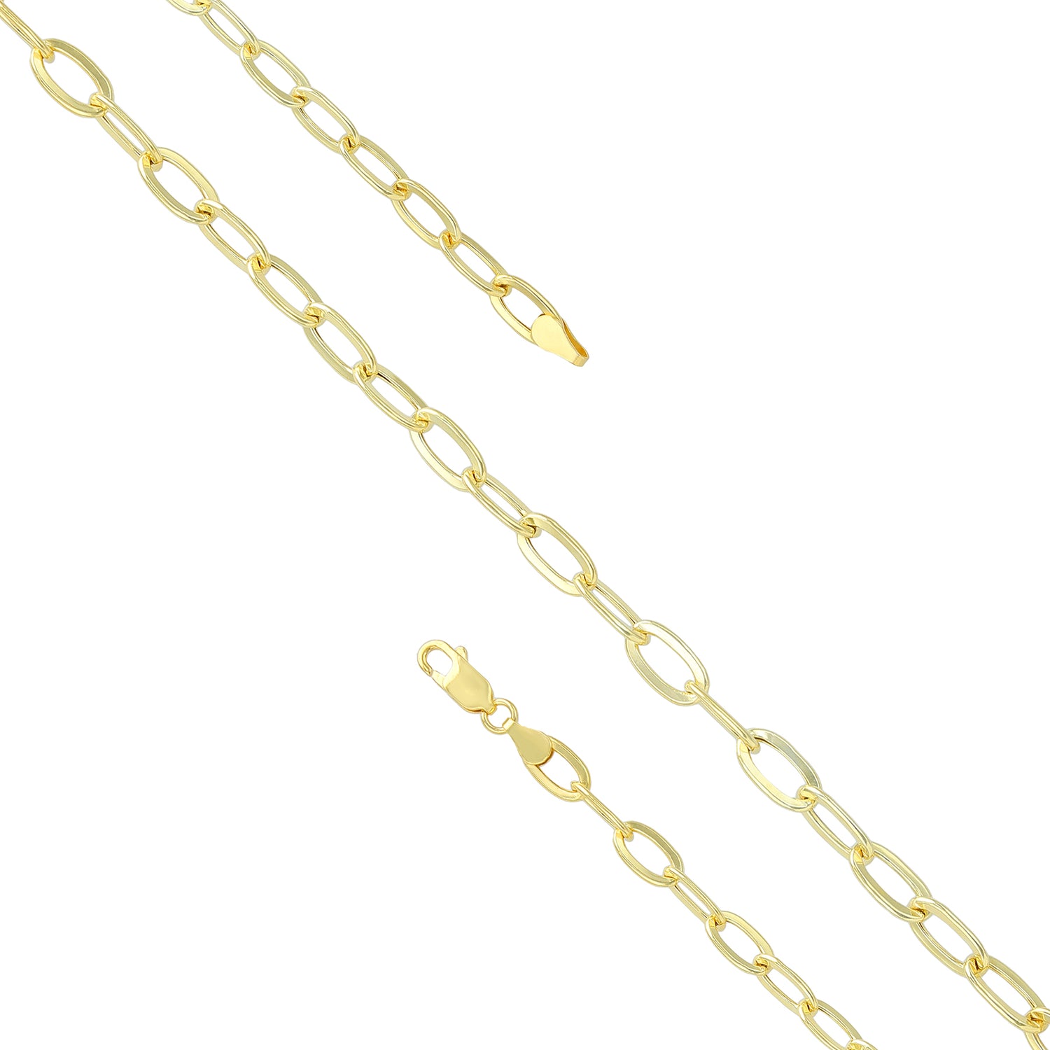 925 Sterling Silver Gold Plated Stride Oval Link Bracelet for Men