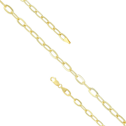 925 Sterling Silver Gold Plated Stride Oval Link Bracelet for Men