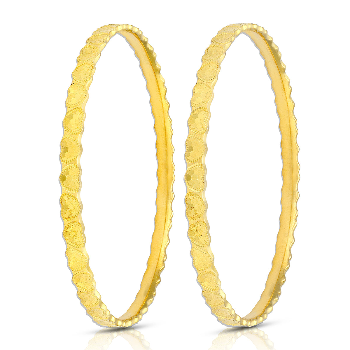 925 Sterling Silver Gold Plated Textured Scallop-Edge Bangle for Women