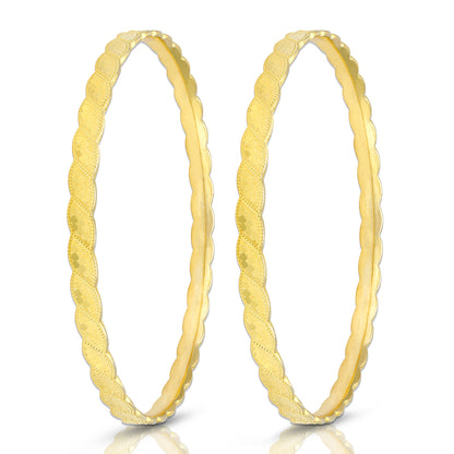 925 Sterling Silver Gold Plated Twisted Wave Pattern Sleek Bangle for Women
