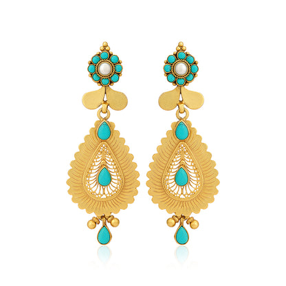 925 Sterling Silver Golden Teardrop Charm Earrings for Women