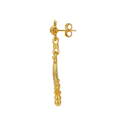 925 Sterling Silver Golden Tiered Elegance Earrings for Women