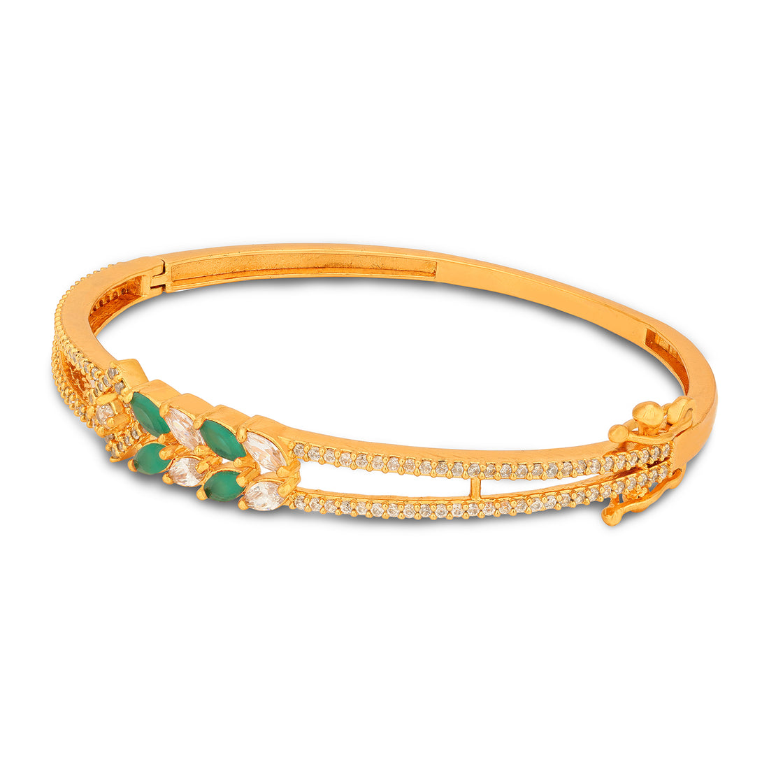 925 Sterling Silver Golden White Green Marquise kada For Women