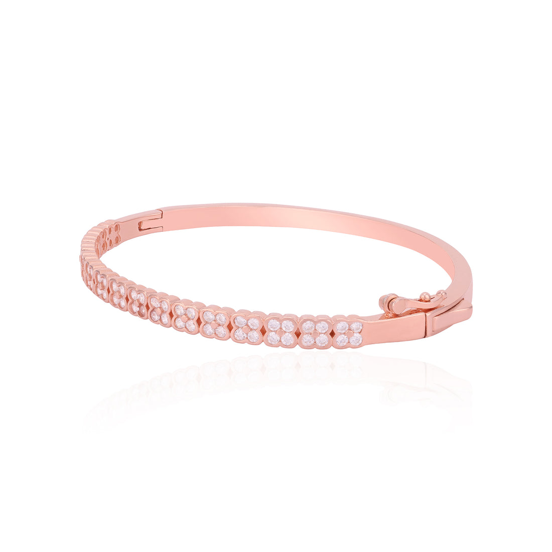925 Sterling Silver Graceful Clover Bloom Luster Kada For Women