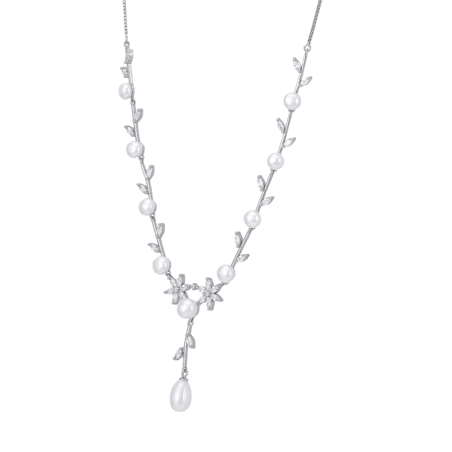925 Sterling Silver Ivory Pearl Garland Minimalist Drop Necklace for Women