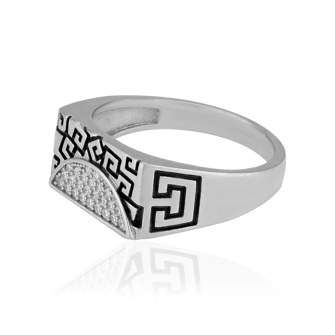 925 Sterling Silver Labyrinth Luxe Rhodium Plated Ring for Men