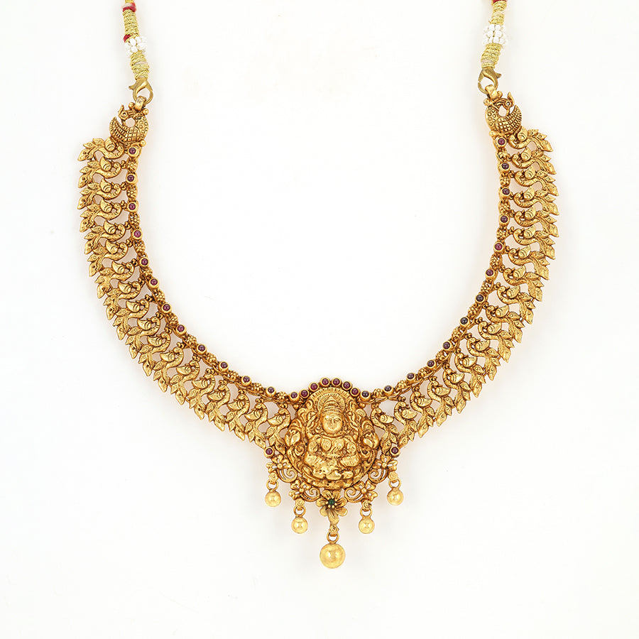 925 Sterling Silver Lakshmi Majesty Peacock Crest Necklace For Women