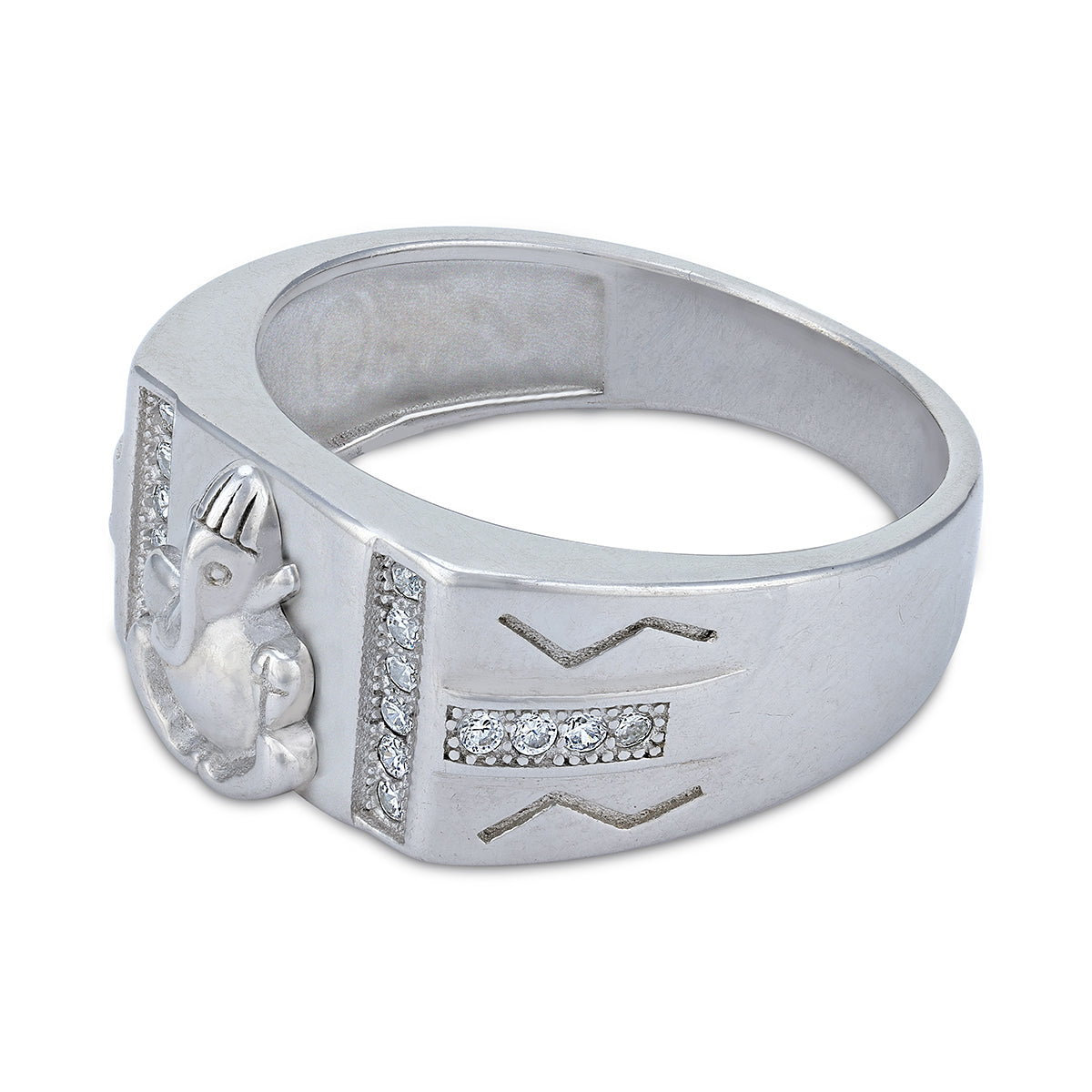 925 Sterling Silver Lord Ganesha Motif Band Ring for Men