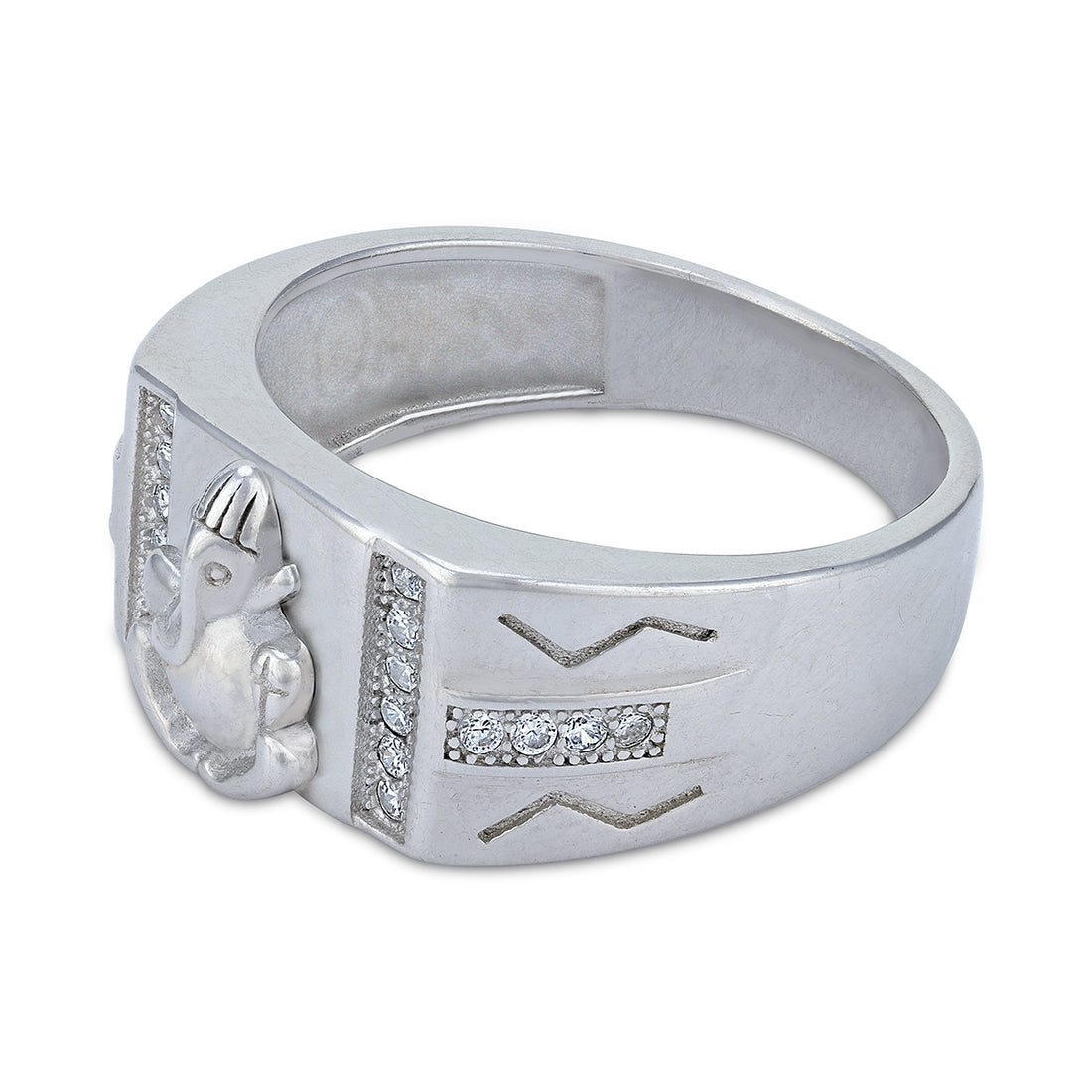 925 Sterling Silver Lord Ganesha Motif Band Ring for Men