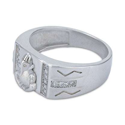 925 Sterling Silver Lord Ganesha Motif Band Ring for Men