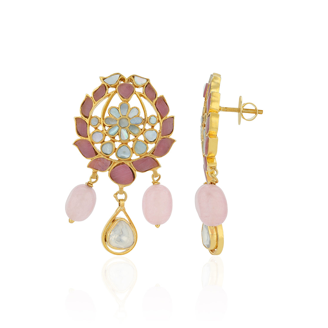 925 Sterling Silver Lotus Pearl Drop Earrings for Women