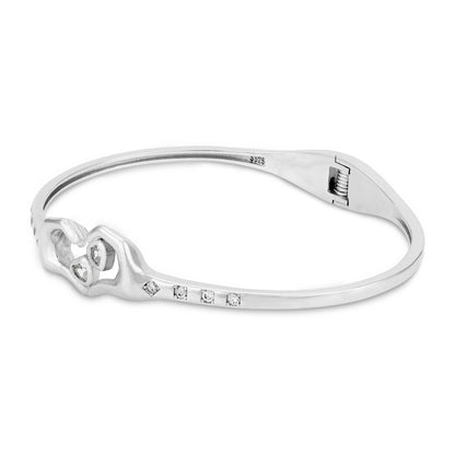 925 Sterling Silver Loving Hands Heart Design Kada for Women
