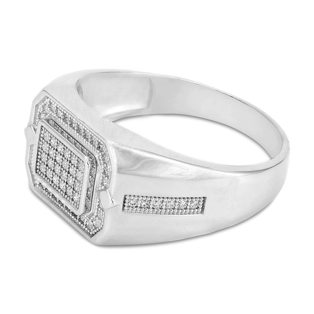 925 Sterling Silver Luxury Pavé Square Centerpiece Ring for Men