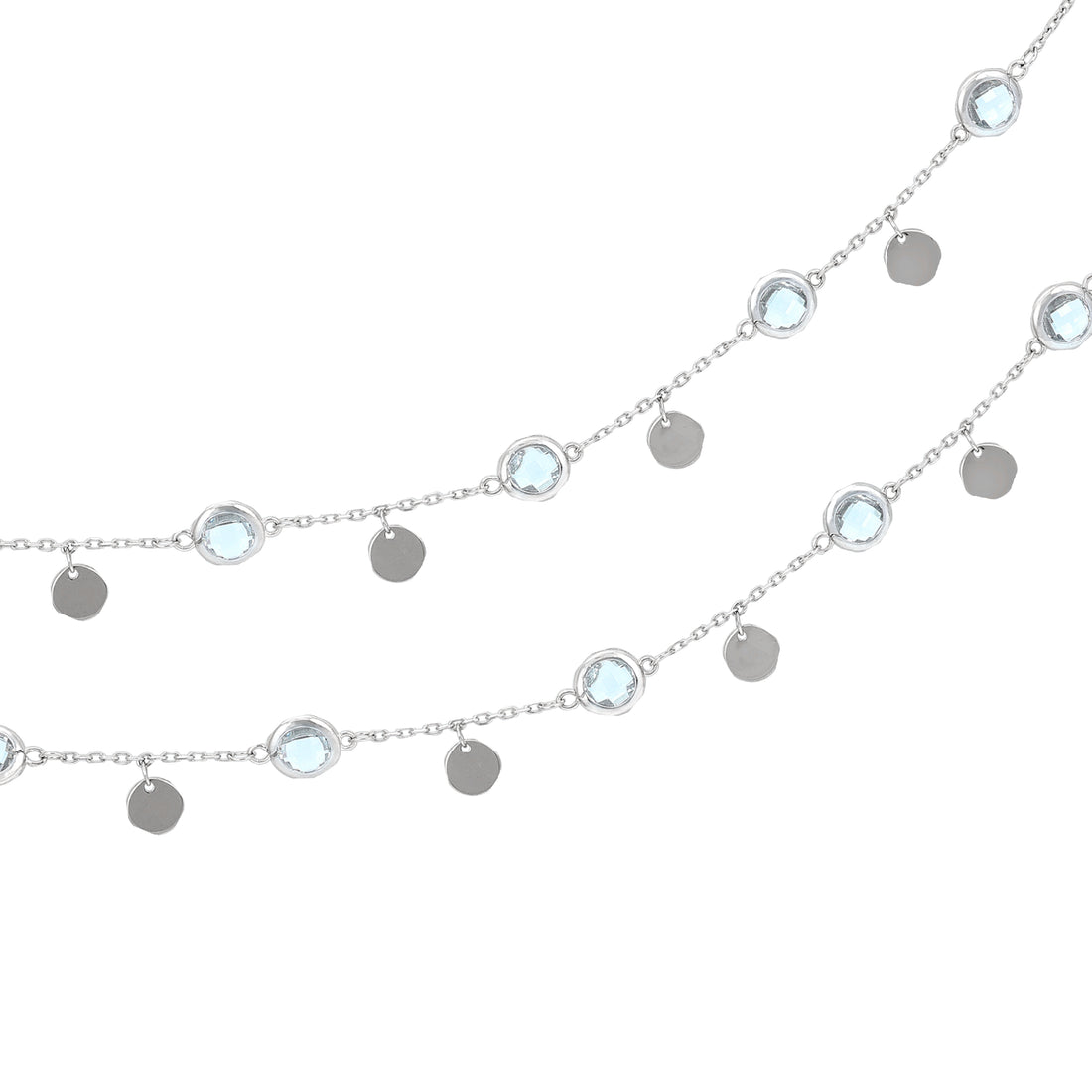 925 Sterling Silver Minimalist Circle Frame with Disc Charms Chain Bracelet for Women