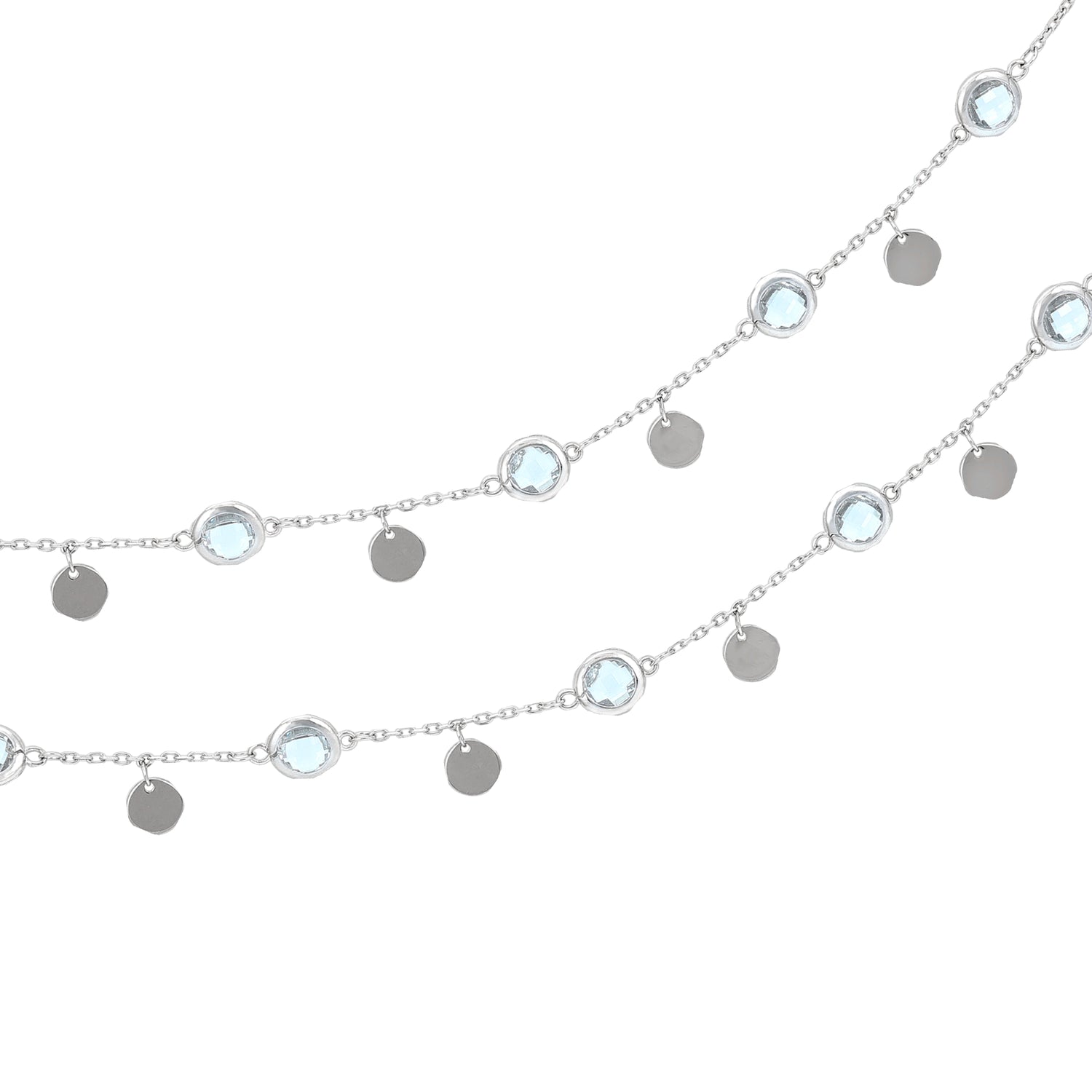 925 Sterling Silver Minimalist Circle Frame with Disc Charms Chain Bracelet for Women