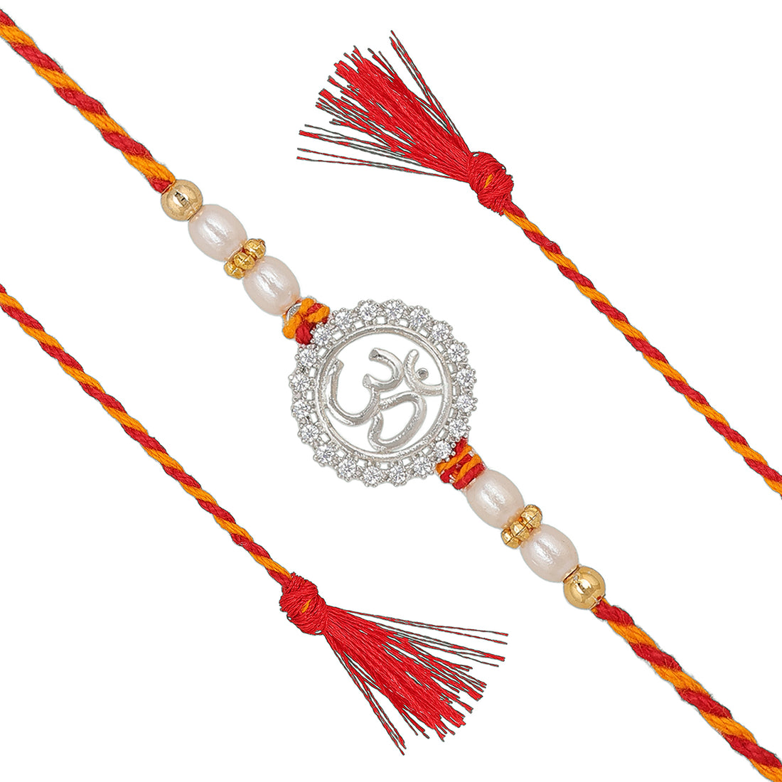 925 Sterling Silver Om Centered Tranquil Glow  Rakhi Bracelet For Brother
