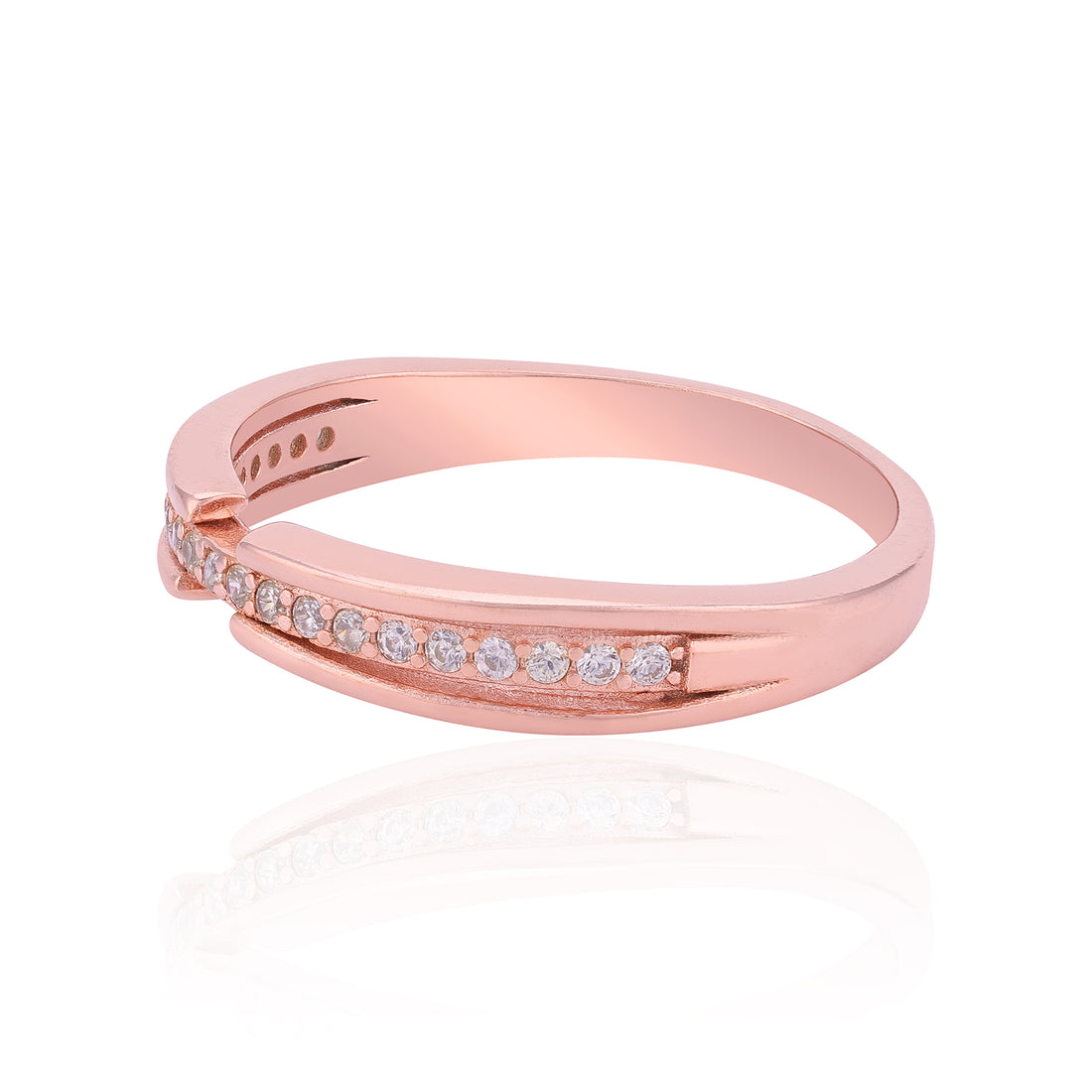 925 Sterling Silver Open Band Pave Sparkle Ring For Women
