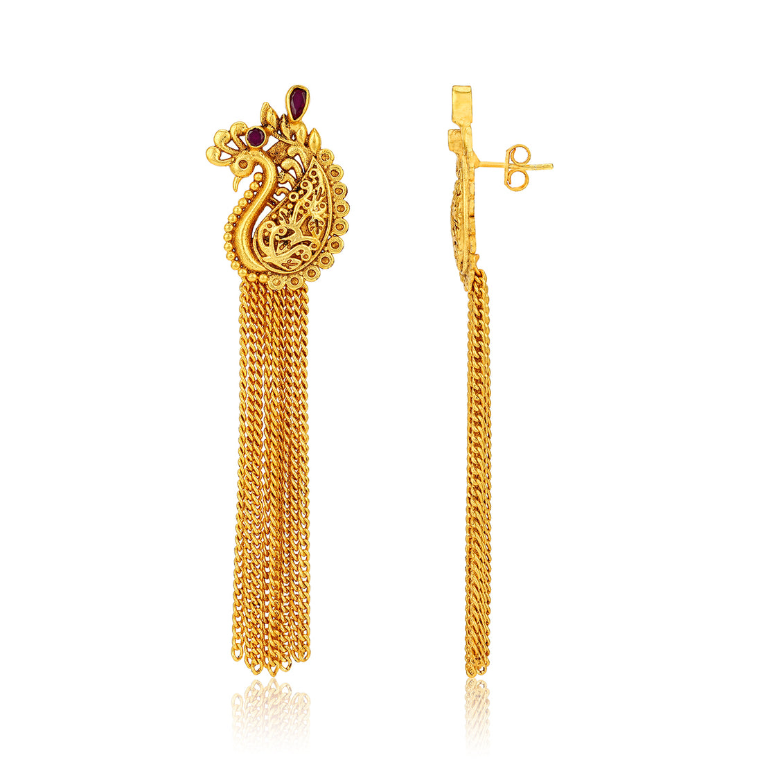 925 Sterling Silver Ornate Peacock Flowing Chains  Earrings for women