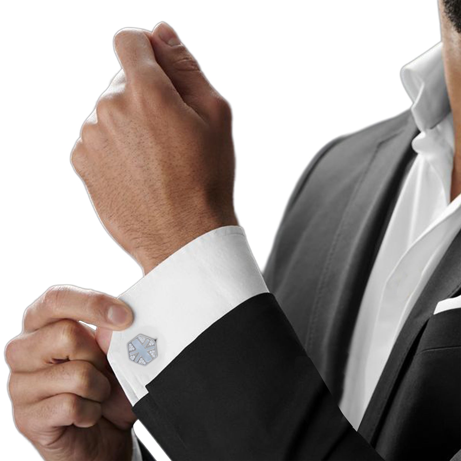 925 Sterling Silver Radiant Hexa Spark Coat Pin for Men