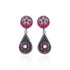 Pair of earrings with pink and silver designs on a white background