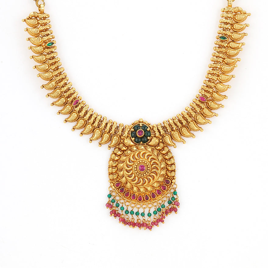 925 Sterling Silver Regal Heritage Mango Cascade Necklace For Women