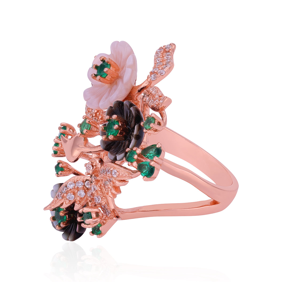 925 Sterling Silver Rosa Vienne Emerald Ring For Women