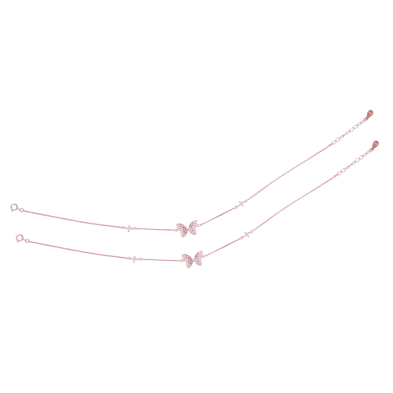 925 Sterling Silver Rose Gold  Enchanted Flier Anklets For Women